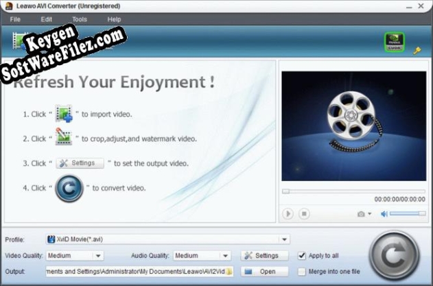 Registration key for the program Leawo MPEG to AVI Converter