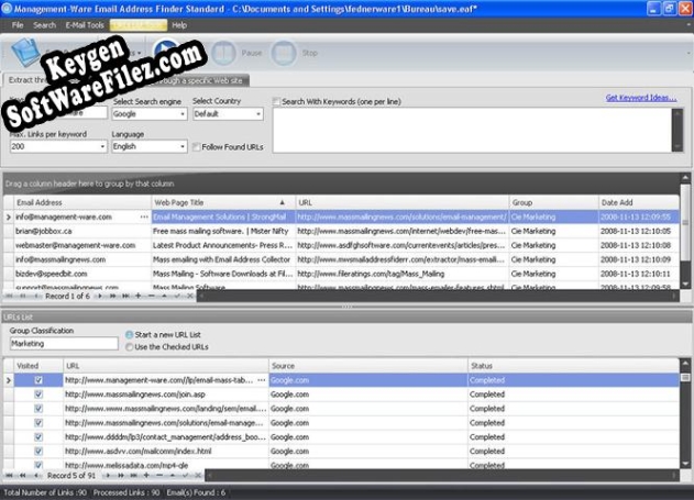 Management Ware Email Address Finder Key generator