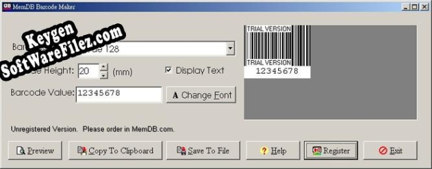 Activation key for MemDB Barcode Maker