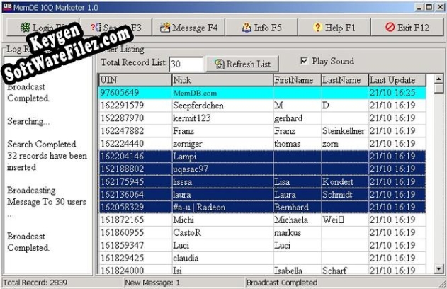 MemDB ICQ Marketer serial number generator