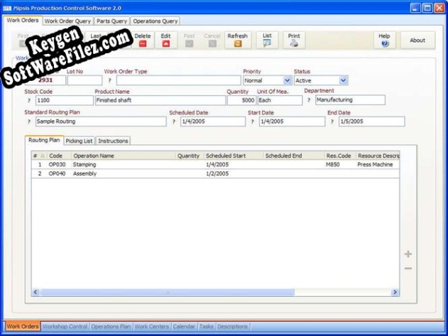 Key for Mipsis Production Control