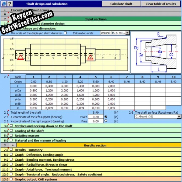 Key generator for MITCalc - Shafts Calculation