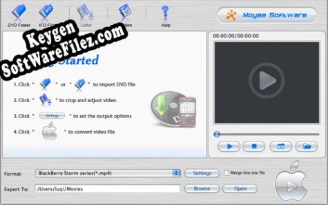 Moyea DVD to Blackberry Converter for Mac Key generator