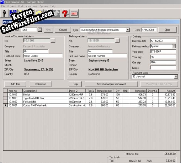 Activation key for Multi-Client Invoicing Program