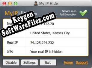 Registration key for the program My IP Hide for Mac