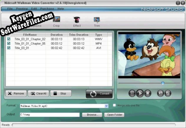 Nidesoft Walkman Video Converter serial number generator