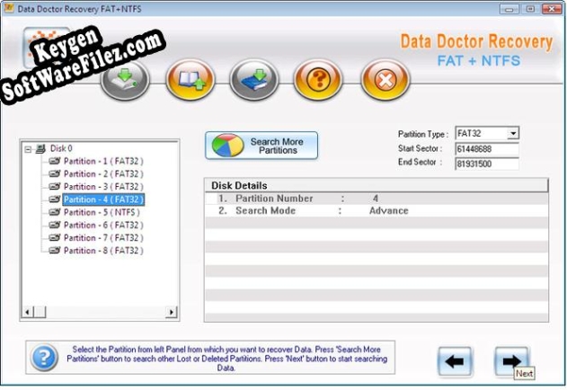 NTFS and FAT Partitions Restore serial number generator