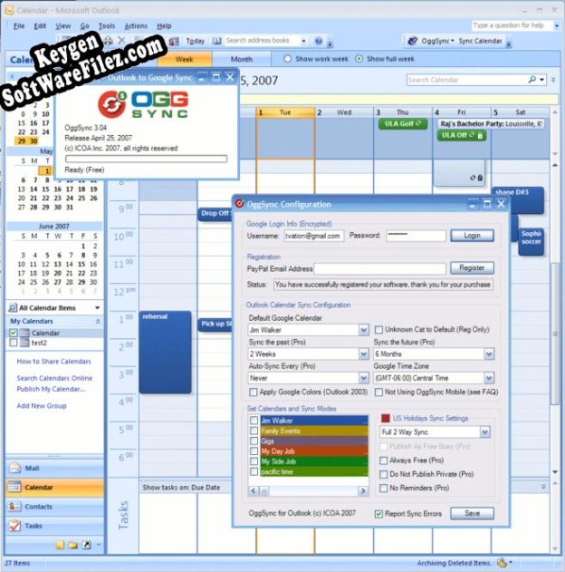 OggSync for Outlook: Google Calendar Sync Add-in key free