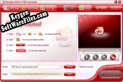 Activation key for Pavtube DVD to PSP Converter