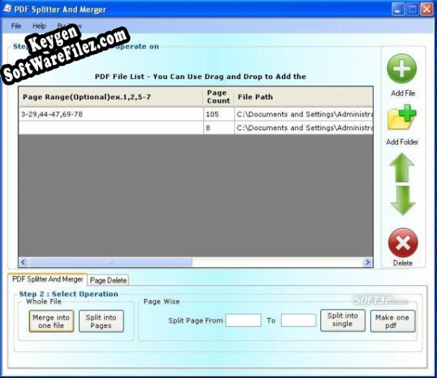 Key generator for PDF Combine Tool