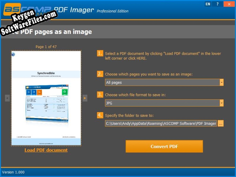 PDF Imager serial number generator