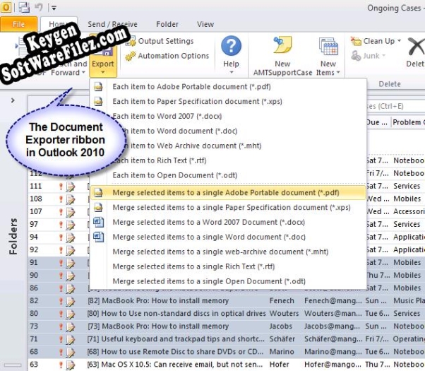 Registration key for the program PDF/XPS Document Exporter for Outlook
