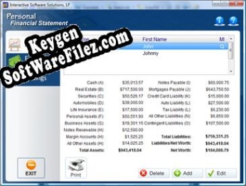 Personal Financial Statement Software serial number generator