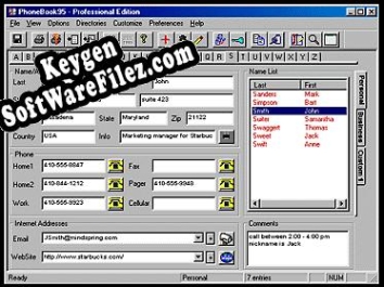 Key generator (keygen) PhoneBook95 Professional Edition