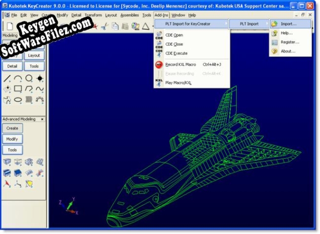 Activation key for PLT Import for KeyCreator