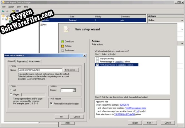 Activation key for Print Agent for Exchange