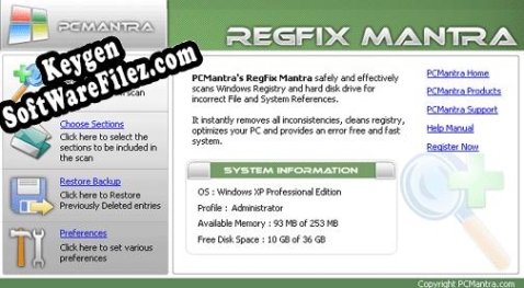 Registry Cleaner - RegFix Mantra Key generator