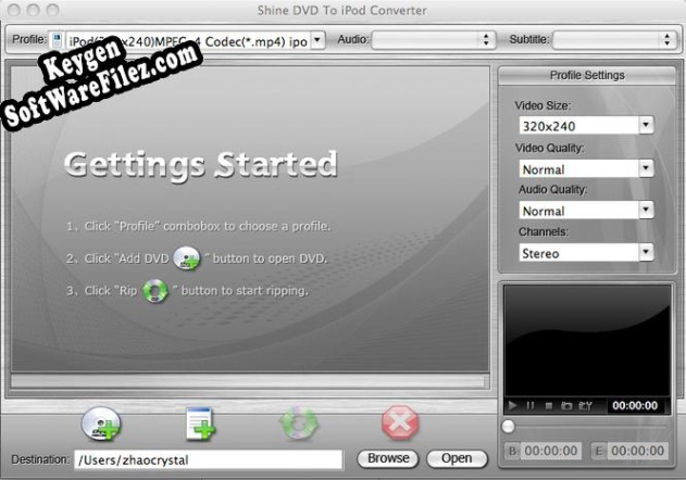 Key generator (keygen) Shine DVD To iPod Converter for Mac