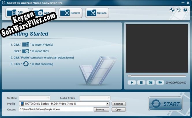 Registration key for the program SnowFox Android Video Converter Pro