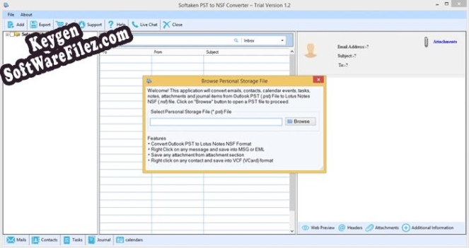 Softaken PST to NSF Converter key generator