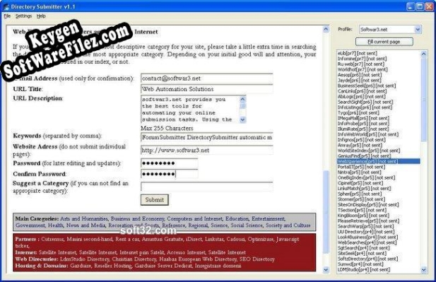 Softwar3 Directory Submitter activation key