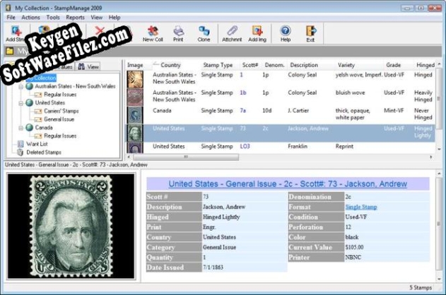 Key generator (keygen) StampManage Stamp Collecting Software