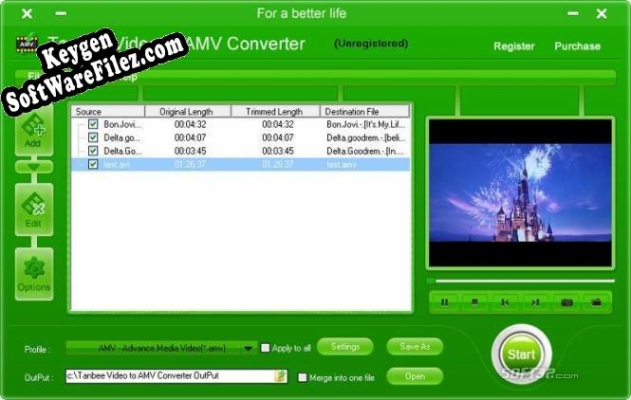 Key generator for Tanbee Video to AMV Converter