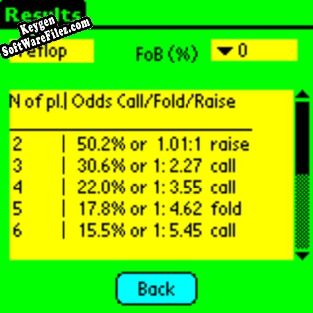 Key generator for Texas Holdem Calculator for Pocket PC