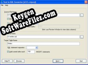 Free key for Text to SQL Converter