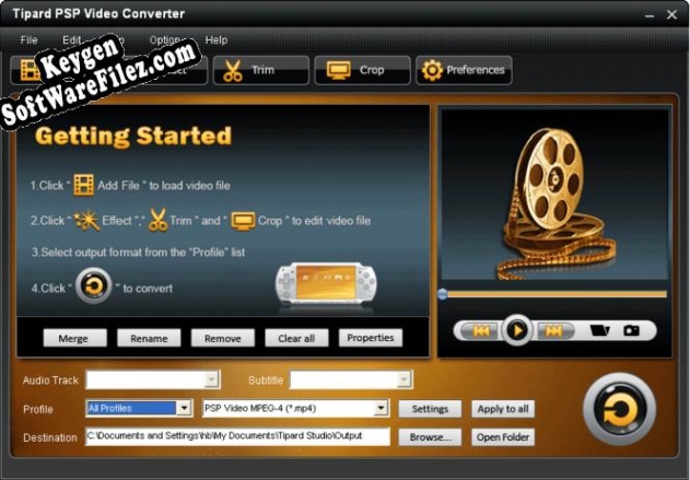 Key generator for Tipard PSP Video Converter