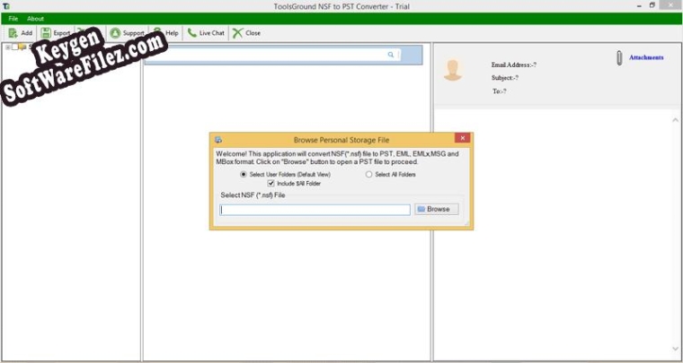 Free key for ToolsGround NSF to PST Converter