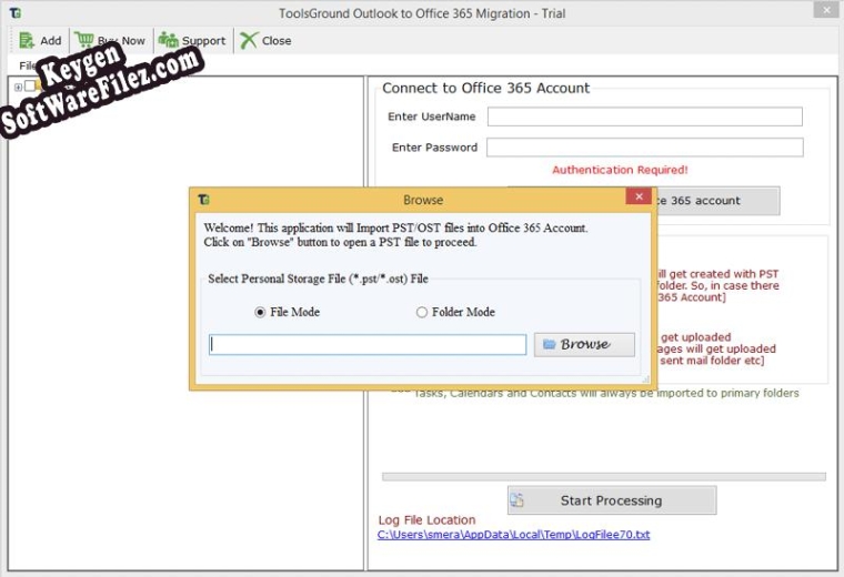 Activation key for ToolsGround Outlook to Office 365