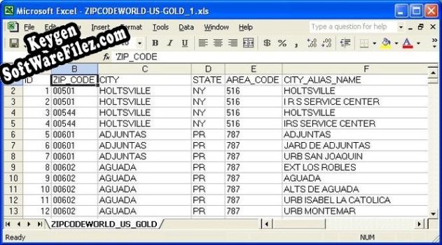 Activation key for United States ZIP Code Database (Gold + Multi-County Edition)