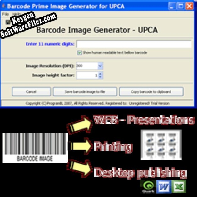 UPCA UPCE barcode prime image generator key generator