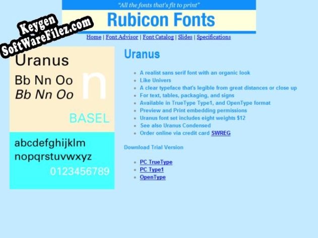 Free key for Uranus Font Type1