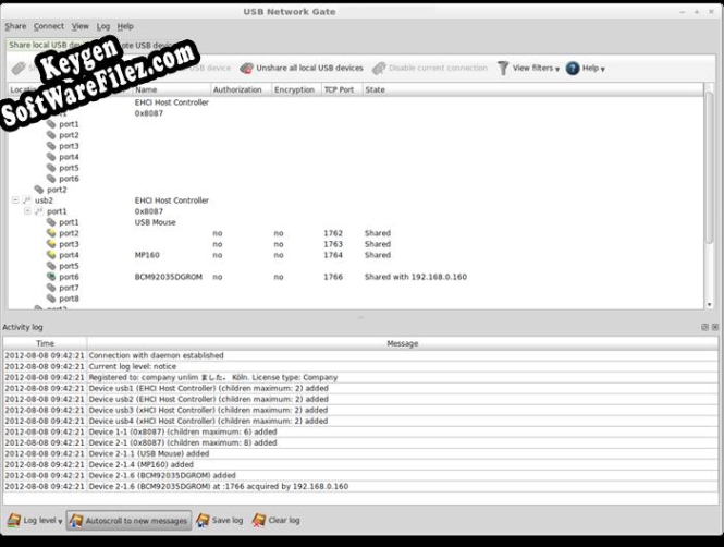 Activation key for USB Network Gate for Linux