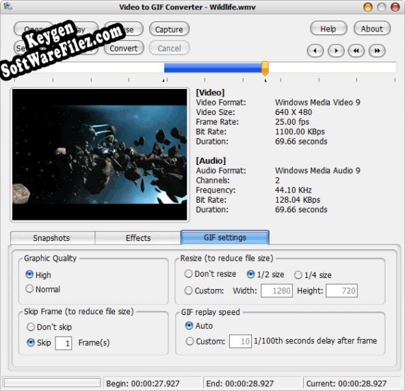 Registration key for the program Video to GIF Converter