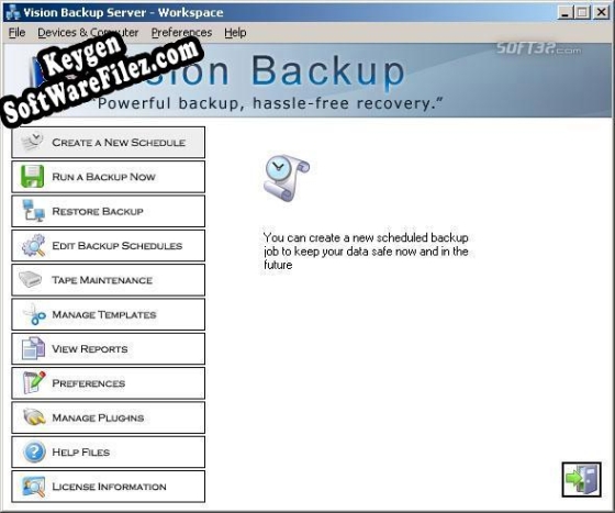 Vision Backup Server activation key