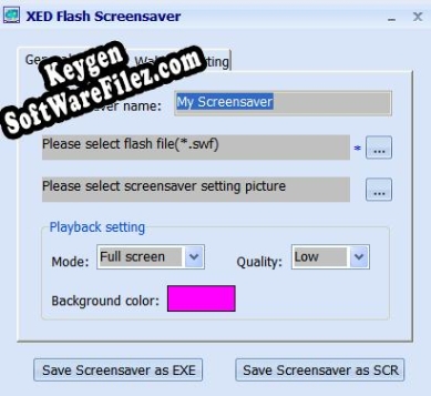 XED Flash Screensaver Creator Key generator