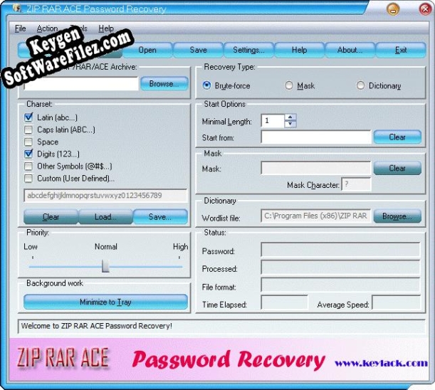 ZIP RAR ACE Password Recovery key free